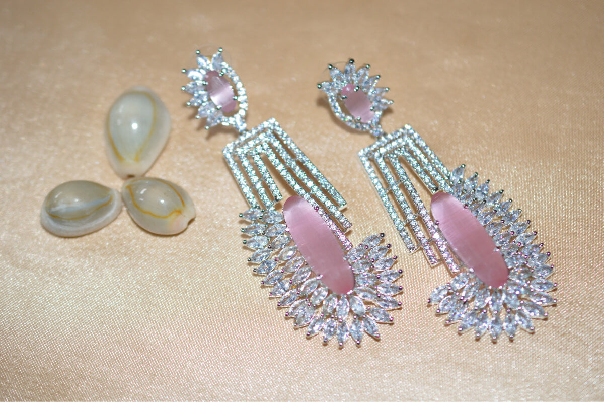Pink Stone Stylish Earrings - Bling and Ring