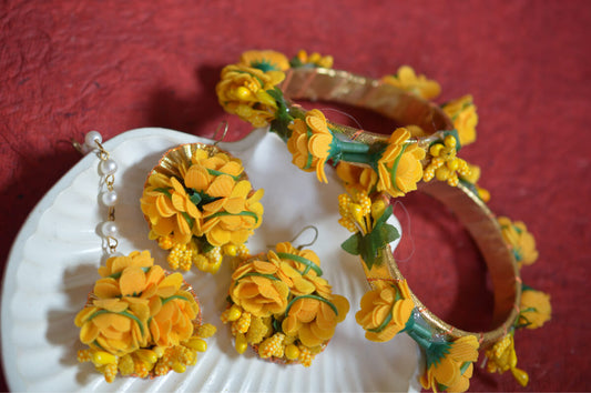 yellow floral Haldi ceremony jewelry - Bling and Ring