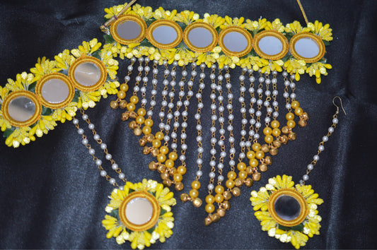 yellow flower jewellery set for haldi - Bling and Ring