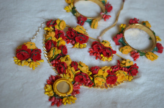 bridal floral jewellery set for haldi ceremony - Bling and Ring